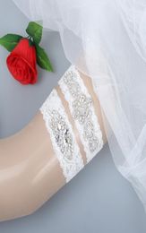 In Stock 2 Pieces Set Lace Crystals Bridal Garters Wedding Belt Set Handmade Rhinestones Plus Size Bridal Garters Vintage Prom Gif3856575