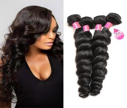 8A Loose Wave Hair 4 Bundles Unprocessed Virgin Wavy Hair Extensions Weave Brazilian Peruvian Malaysian Indian Real Human Hair Who3185591