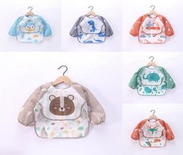 Baby Toddler Bib Overall Waterproof Bear Christmas Burp Cloths Long Sleeve Cartoon Animail Elk Print Children Kid Feeding Smock Ap5727186