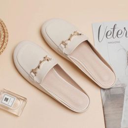 Slippers 2024 Women Flats Shoes Summer Mules Designer Elegant Dress Flip Flops Brand Slingback Sandals Mujer Slides