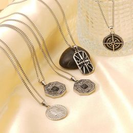 Pendant Necklaces Hexagram Star Round Human Head Stainless Steel Men Necklace For Party Jewellery