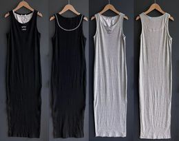 Tasarımcı Kadınlar Günlük Elbiseler Nakış Uzun Etekler Kolsuz Maxi Elbise Yan Slit İnce Fit Yelek Uzun Etek Tank Top