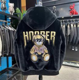 Designer Tech Jackets Winter Mink Plush Jacket Men Women Thick Warm Coats Fashion Little Bear gold stamping Coat Letters Embroider2162511