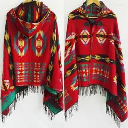 Scarves Ethnic Multifunction Bohemian Shawl Scarf Tribal Fringe Hoodies Striped Cardigans Blankets Cape Poncho With TasselScarves 293U