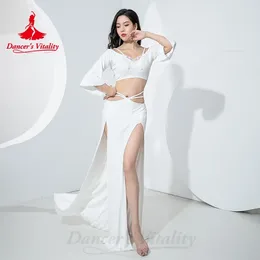 Stage Wear Belly Dance Butterfly Costume For Women Short Sleeves Top Split Long Skirt 2pcs Adult Oriental Dancing Outfit