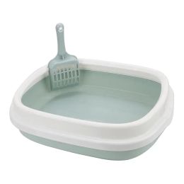 Boxes Cat Litter Box Open Cat Toilet Large Capacity Sandbox with Scoop Plastic Anti Splash Pet Toilet Bedpan Cat Cleaning Tool