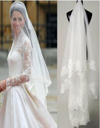 Princess Kate Bridal Veils Cheap Lace Wedding Veil Wedding Accessories Bridal Veil Fingertip Length Custom Made B896794605