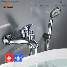 Bathroom Sink Faucets MYNAH bathroom faucet unique design shower faucet bathroom mixer chrome plated wall mounted bathtub faucet shower faucet Q240301