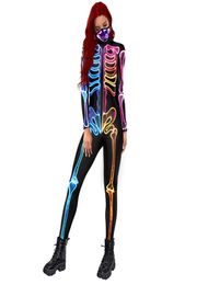 Sexy Halloween Costumes Ghost Festival Horror Skeleton Conjoined Gowns Party Performance Dress Cosplay Clothes Women New1677962