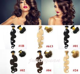 Whole 1gs 100gpack 14039039 24039039 100 Human Hair u Tip Hair Extensions Remy Indian Factory body wave1424197