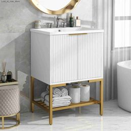 Bathroom Sink Faucets Bathroom vanity with sink bathroom vanity with double doors and gold metal frame white Q240301