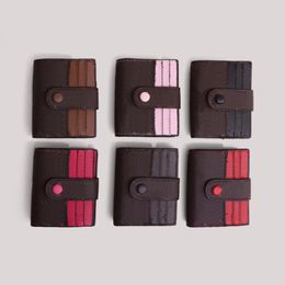 Card Holders Folding Wallet credit card holder Coated canvas snap-fastener old flower letters genuine leather Multiple colors