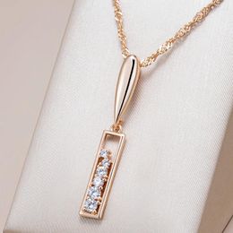 Pendant Necklaces Kinel 2024 Trend Long For Women 585 Rose Gold Color With Natural Zircon Accessories Daily Fine Vintage Jewelry