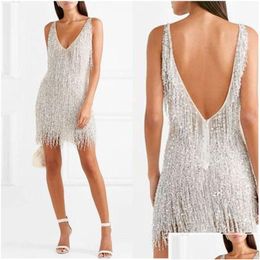 Basic Casual Dresses Womens Sexy Fringed V-Neck Slim Dress European And American Foreign Trade Style Drop Delivery Apparel Clothing Dhlr0