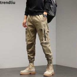 Pants Spring Autumn Mens Cargo Pants Multi Pocket Khaki Trousers Casual Military Cotton Pants Plus Size Pantalon Cargo European Style