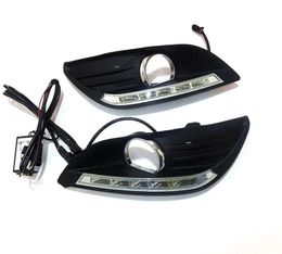 July King LED Daytime Running Lights case for Ford Focus 20072014 LED Front Bumper DRL With Fog Lamp Cover 11 Replacement6376034