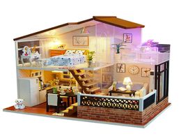 DIY Dollhouse Miniature Doll House DIY Cabin Sunligh with Furniture Children Adult Model Building Kits Dollhouse7806523