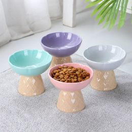 Supplies Cat Raised Ceramic Bowl Cute Pet Food Water Feeding Bowls Elevated Tilted Puppy Dogs Drinking Eating Supplies