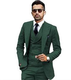 Suits Men Green Suit Wedding Groomsmen Three Pieces Blazer Sets 2024 Party Wear Formal Tuxedo Business Jacket+Pants+Vest Costume Homme