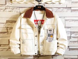 3447 Black White Hip Hop Coat For Men Harajuku Streetwear Denim Jacket Men M5XL Denim Jeans Jacket Homme Loose Bomber7654999