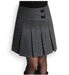 New Autumn Winter Spring Skirt Women Wool Short Skirt High Waist Pleated Skirt Sexy Black Grey Woollen Skirts For Women S429 2010277339203