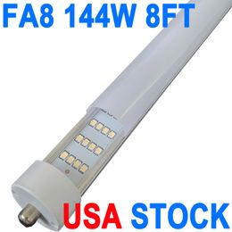 T8 V Shaped 8FT LED Tube Light 144W 270 Degree Single Pin FA8 Base, 18000LM, 6500K Daylight White, 8 Foot Double Side (300W LED Fluorescent Bulbs Replacement) crestech