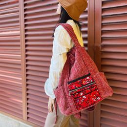 Evening Bags Female Bag Cotton Linen STRING Women's Shoulder Vintage Embroidery Casual Backpack Luxury Canvas