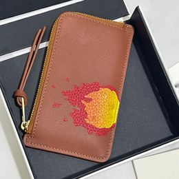 Top Calfskin Howl's Castle card holder zipper Wallets Change crossover purse new fashionable Cartoon pattern bag flame holder284D