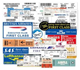 2Set 60pcs Air Boarding Pass Ticket Box Sticker Travel Suitcase Sticker Retro Waterproof Tide Skateboard Sticker5585107