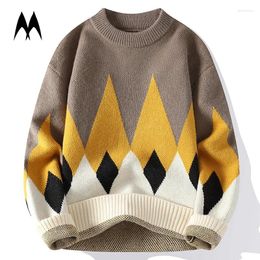 Men's Sweaters Fashion Geometric Man's Autumn O-neck Knitted Pullover Classic Pattern Casual Sweater Simple Streetwear Men Sweatshirts