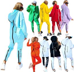 Womens Tracksuits Two Piece Set Tracksuit Jogging Suit Streetwear Running Sportswear Zipper Hoodies Long Pant9861920