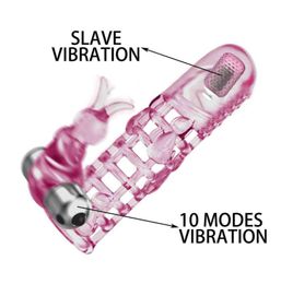 Reusable Penis Enlargement Double Vibrator Dick Extension Sleeve Cock Delay Ejaculation Sex Toys for Men Intimate Goods Q03203344145