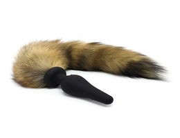 Genuine Fur Anal Plug Tail Sex Long Dog Cat Tail Silicone Plug Funny Fox Tail Butt Plugs Brown Fur Flirting Anal Toys Big Sex Toys7080782