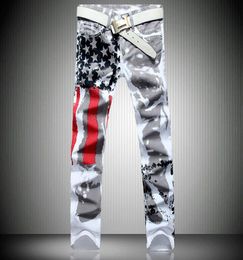 2020 New Fashion Mens American USA Flag Printed Jeans Straight Slim Fit Trousers Plus Size 38 40 42 Casual Jeans Pants For Men7372010