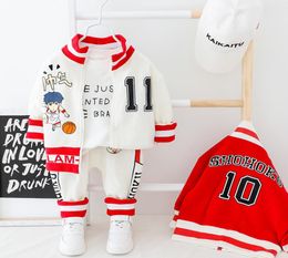 Kid Toddler Boy Clothes Zipper Coat Pants Letter Infant Baby Sport Set Long Sleeves Outfits Set Yellow White Toddler Clothing LJ2307704