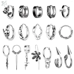 Hoop Earrings AOEDEJ 1/2 PCS Punk Stainless Steel Earring Silver Colour Flower Cartilage Hip Hop Helix Tragus Piercings Jewellery