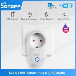 Controls Sonoff S26 R2 Wifi Smart Socket 16a De Smart Plug Power Socket Smart Home Timing Ewelink App Control for Alexa Google Home Alice