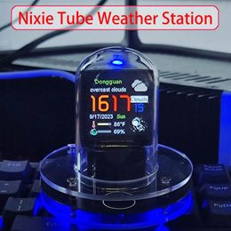 Nixie Tube Clock Smart Wifi Glow Diy Tube Clocks Cyberpunk Style Digital Table Clock Visual Display Changeable Automatic Update 240223