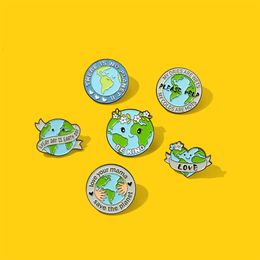 Caring Earth Green Circular Environmental Protection Metal Badge Wearing Medal Collar Pin