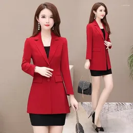 Women's Suits 2024 Spring Autumn Women Mid-Length Suit Coat Korean Slim Large Size Mom Clothing Long Sleeve Casual Versatile Outwear