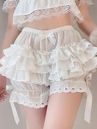 Women's Panties Women Femme Black White Ruffle Knickers Kawaii Pumpkin Cute Lace Bowknot Lolita Safety Shorts Vintage Victorian Bloomers