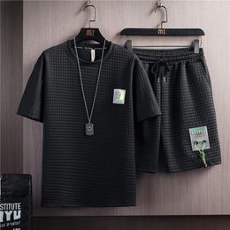 Men's Tracksuits Shirts Shorts 2024 Summer Korean Style Elastic Waist Sportswear Casual Sets Male Fashion And Shirt Men Size M-XXXL