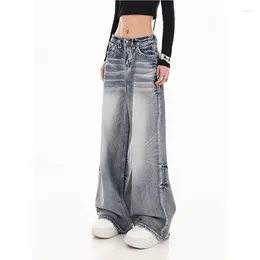 Women's Jeans Harajuku Vintage High Waist Loose 2024 Autumn Winter Light Blue Pants Women Y2K Wide Leg Baggy Casual Style Denim Trouser