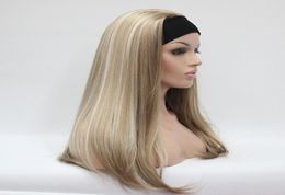 Whole gtgtgtgtnew 34 wig with headband honey ash blonde with blonde highlights long half wig1046685