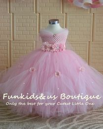 Top Quality 1 PCS european style girl flower long dress kid girl wedding dress kids customized handmake princess dress7551374