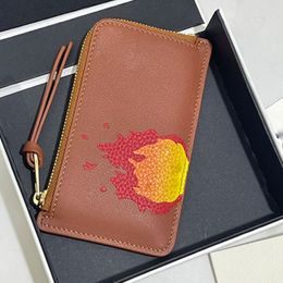 Top Calfskin Howl's Castle card holder zipper Wallets Change crossover purse new fashionable Cartoon pattern bag flame holder255u