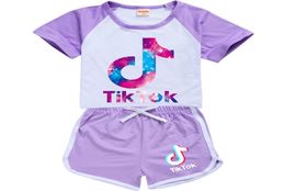 Tiktok Outfit For Teenage Boy Girl Clothing Summer Tik Tok Children Print Cotton T Shirt Top TeeShorts Pant 2PC Set Kid Casual Sp5516687