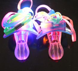 50pcslot 95cm Funny Led Glow Pacifier Nipple Whistle Necklace Led Light Up Flashing Bubble Rave Party Blinking Key Finder Xmas G3980777