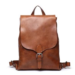 Backpack Real Leather Women Backpack Female Vintage Bag School Bags Men High Quality Travel Backpack 12 Inches Laptop Bag Leathfocus