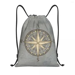Shopping Bags Custom Gray Compass Drawstring Bag For Training Yoga Backpacks Men Women Nautical Sailing Sailor Sports Gym Sackpack